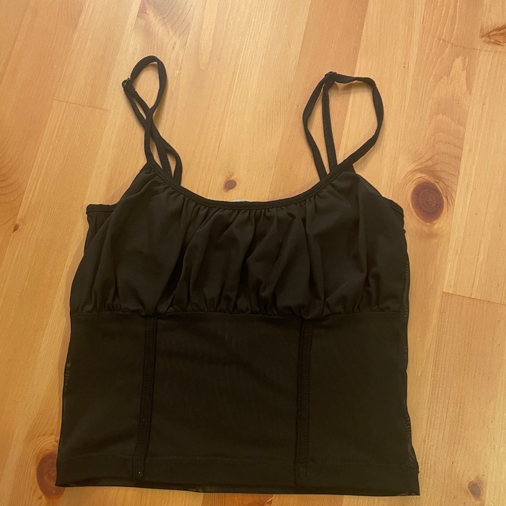 ASOS design sheer mesh ruched gathered bust crop tank size 0